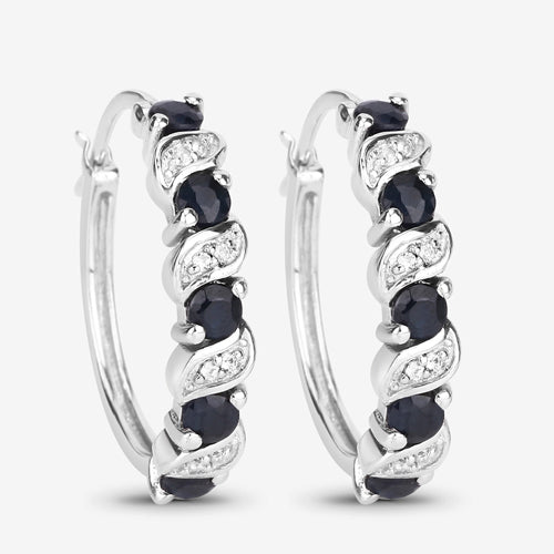 1.28 Carat Genuine Blue Sapphire and White Topaz .925 Sterling Silver Earrings  DestGlow