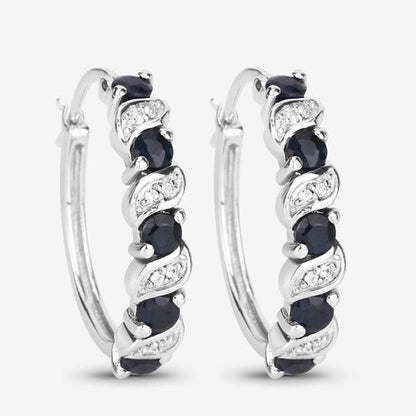 1.28 Carat Genuine Blue Sapphire and White Topaz .925 Sterling Silver Earrings  DestGlow