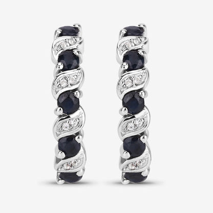 1.28 Carat Genuine Blue Sapphire and White Topaz .925 Sterling Silver Earrings  DestGlow
