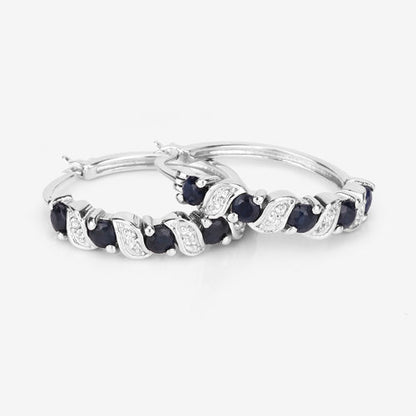 1.28 Carat Genuine Blue Sapphire and White Topaz .925 Sterling Silver Earrings  DestGlow