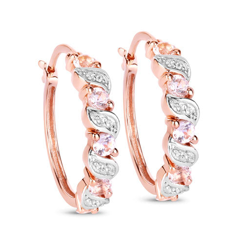 0.98 Carat Genuine Morganite and White Topaz .925 Sterling Silver Earrings by Bids.com