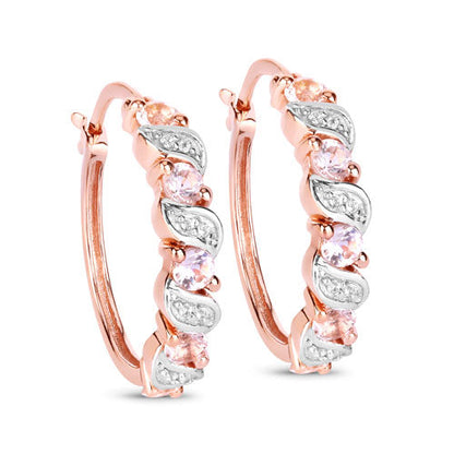 0.98 Carat Genuine Morganite and White Topaz .925 Sterling Silver Earrings by Bids.com