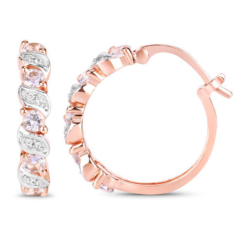 0.98 Carat Genuine Morganite and White Topaz .925 Sterling Silver Earrings by Bids.com