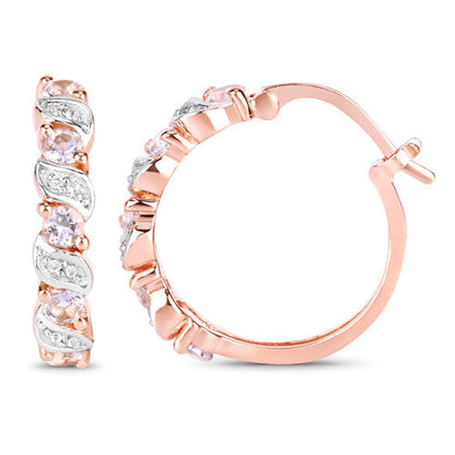 0.98 Carat Genuine Morganite and White Topaz .925 Sterling Silver Earrings by Bids.com