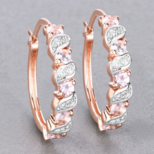 0.98 Carat Genuine Morganite and White Topaz .925 Sterling Silver Earrings by Bids.com