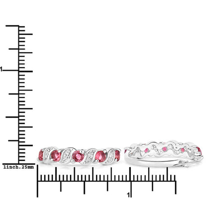 1.28 Carat Genuine Pink Tourmaline and White Topaz .925 Sterling Silver Earrings  DestGlow