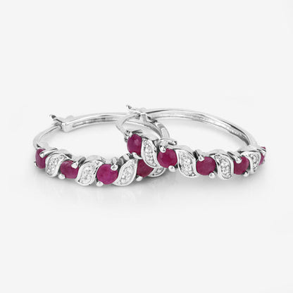 1.38 Carat Genuine Ruby and White Topaz .925 Sterling Silver Earrings  DestGlow