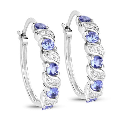 1.08 Carat Genuine Tanzanite and White Topaz .925 Sterling Silver Earrings  DestGlow