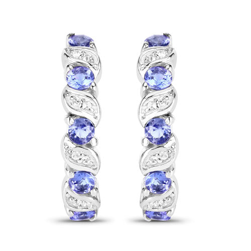 1.08 Carat Genuine Tanzanite and White Topaz .925 Sterling Silver Earrings  DestGlow