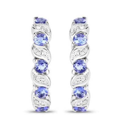1.08 Carat Genuine Tanzanite and White Topaz .925 Sterling Silver Earrings  DestGlow