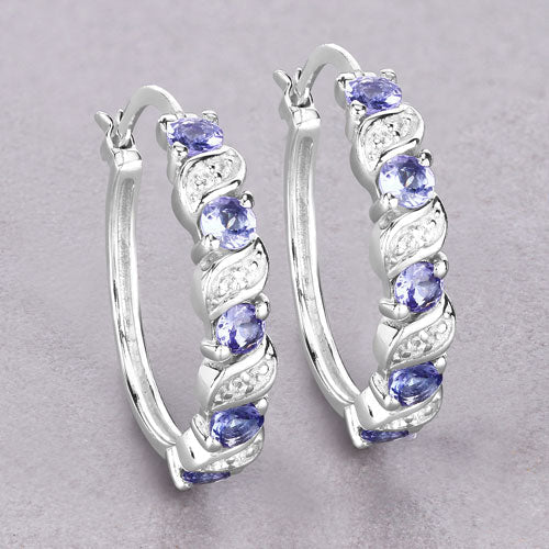 1.08 Carat Genuine Tanzanite and White Topaz .925 Sterling Silver Earrings  DestGlow