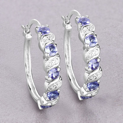1.08 Carat Genuine Tanzanite and White Topaz .925 Sterling Silver Earrings  DestGlow