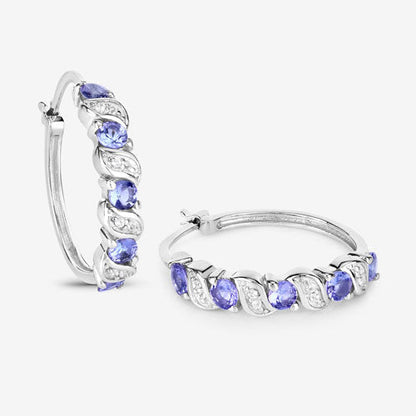 1.08 Carat Genuine Tanzanite and White Topaz .925 Sterling Silver Earrings  DestGlow