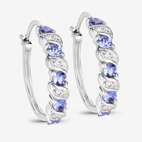 1.08 Carat Genuine Tanzanite and White Topaz .925 Sterling Silver Earrings  DestGlow