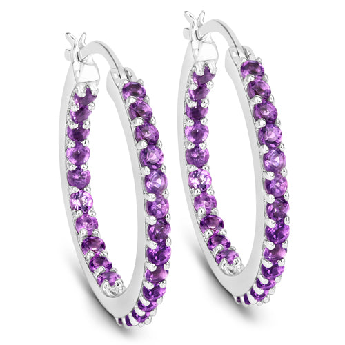 1.44 Carat Genuine Amethyst .925 Sterling Silver Earrings  DestGlow