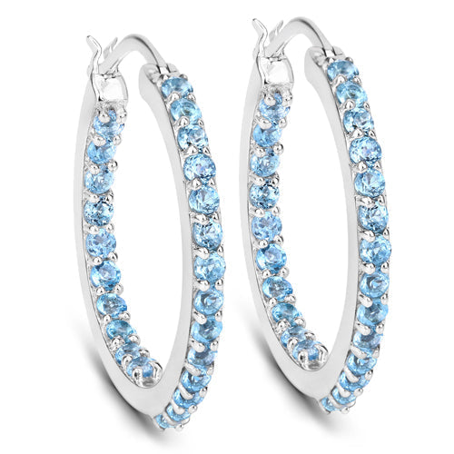 1.73 Carat Genuine Swiss Blue Topaz .925 Sterling Silver Earrings  DestGlow