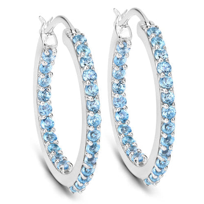 1.73 Carat Genuine Swiss Blue Topaz .925 Sterling Silver Earrings  DestGlow