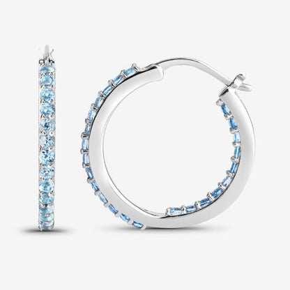 1.73 Carat Genuine Swiss Blue Topaz .925 Sterling Silver Earrings  DestGlow