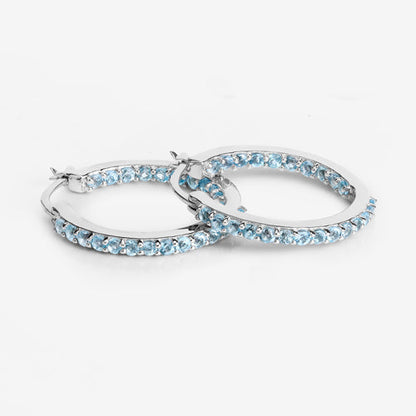 1.73 Carat Genuine Swiss Blue Topaz .925 Sterling Silver Earrings  DestGlow