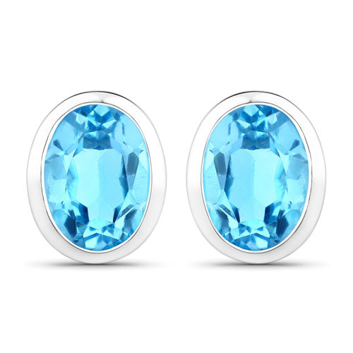 4.00 Carat Genuine Swiss Blue Topaz .925 Sterling Silver Earrings by Bids.com
