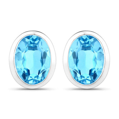 4.00 Carat Genuine Swiss Blue Topaz .925 Sterling Silver Earrings by Bids.com