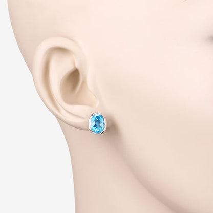 4.00 Carat Genuine Swiss Blue Topaz .925 Sterling Silver Earrings by Bids.com