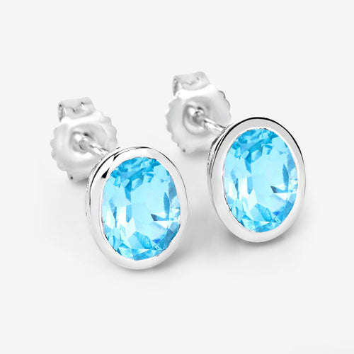 4.00 Carat Genuine Swiss Blue Topaz .925 Sterling Silver Earrings by Bids.com