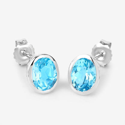 4.00 Carat Genuine Swiss Blue Topaz .925 Sterling Silver Earrings by Bids.com