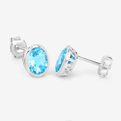 4.00 Carat Genuine Swiss Blue Topaz .925 Sterling Silver Earrings by Bids.com