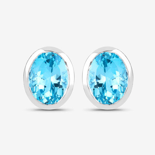 4.00 Carat Genuine Swiss Blue Topaz .925 Sterling Silver Earrings by Bids.com