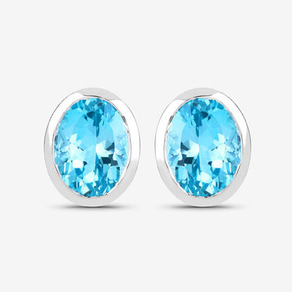 4.00 Carat Genuine Swiss Blue Topaz .925 Sterling Silver Earrings by Bids.com