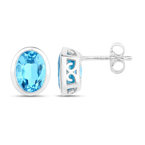 4.00 Carat Genuine Swiss Blue Topaz .925 Sterling Silver Earrings by Bids.com