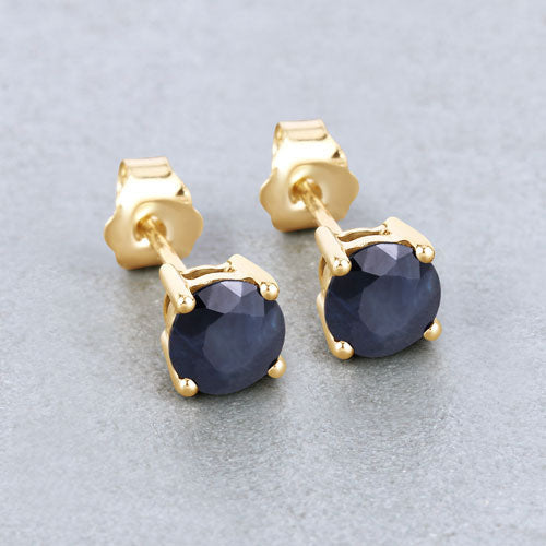 1.70 Carat Genuine Blue Sapphire 10K Yellow Gold Earrings by Bids.com