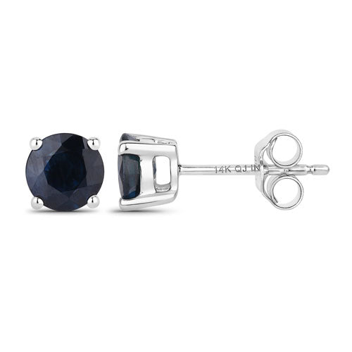 1.70 Carat Genuine Blue Sapphire 14K White Gold Earrings by Bids.com