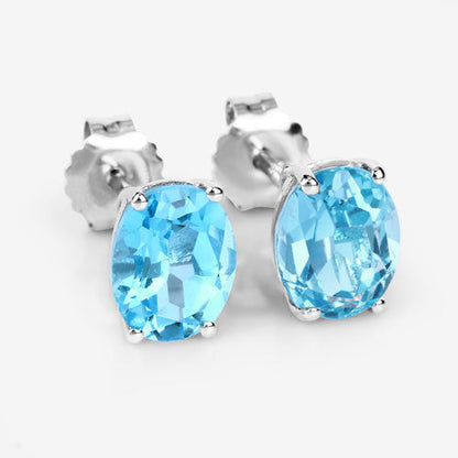 4.00 Carat Genuine Swiss Blue Topaz .925 Sterling Silver Earrings by Bids.com