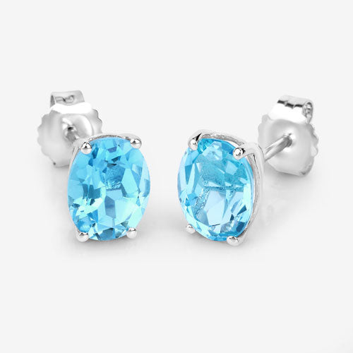 4.00 Carat Genuine Swiss Blue Topaz .925 Sterling Silver Earrings by Bids.com