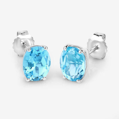 4.00 Carat Genuine Swiss Blue Topaz .925 Sterling Silver Earrings by Bids.com