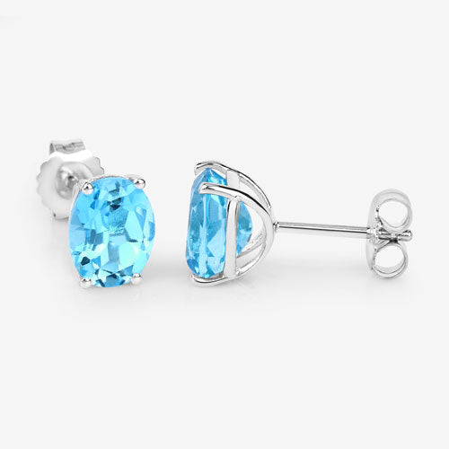 4.00 Carat Genuine Swiss Blue Topaz .925 Sterling Silver Earrings by Bids.com