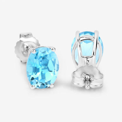 4.00 Carat Genuine Swiss Blue Topaz .925 Sterling Silver Earrings by Bids.com