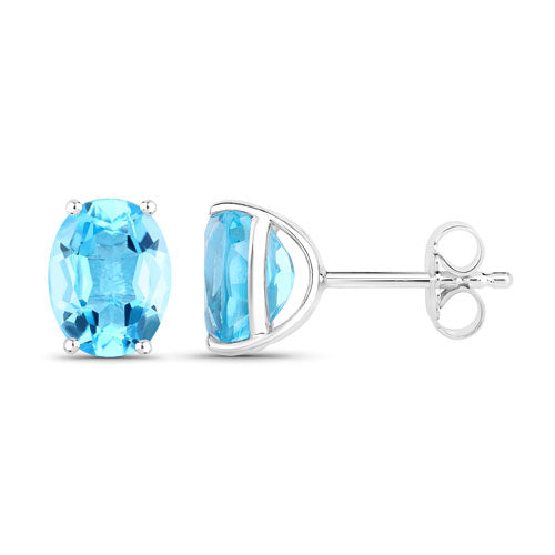4.00 Carat Genuine Swiss Blue Topaz .925 Sterling Silver Earrings by Bids.com