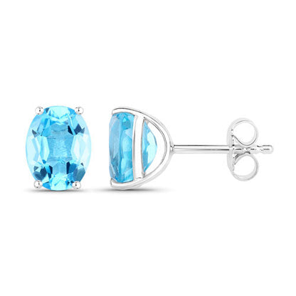 4.00 Carat Genuine Swiss Blue Topaz .925 Sterling Silver Earrings by Bids.com