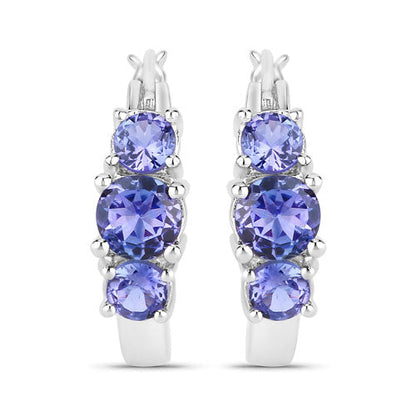 1.58 Carat Genuine Tanzanite .925 Sterling Silver Earrings  DestGlow