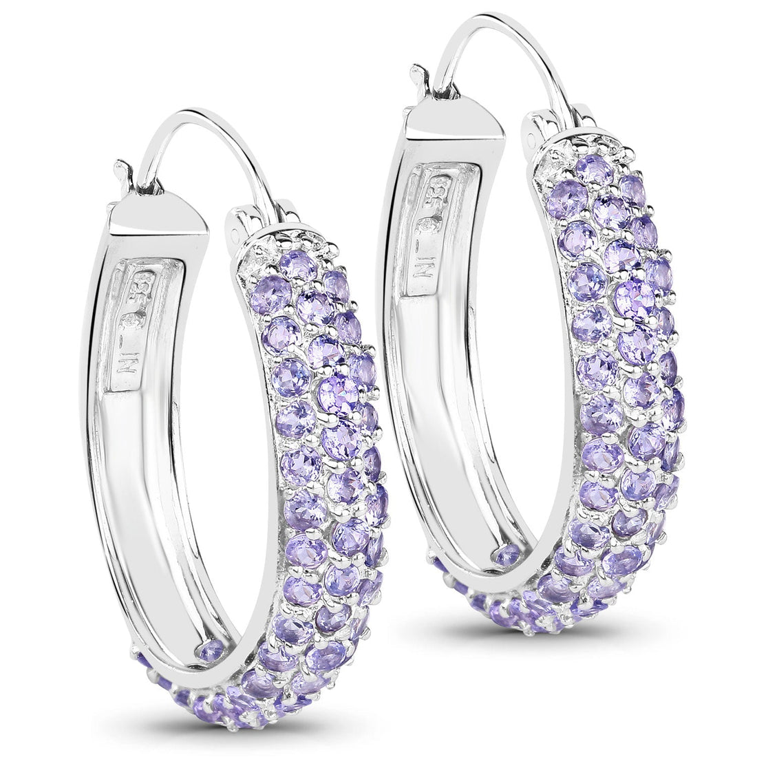 3.06 Carat Genuine Tanzanite .925 Sterling Silver Earrings 