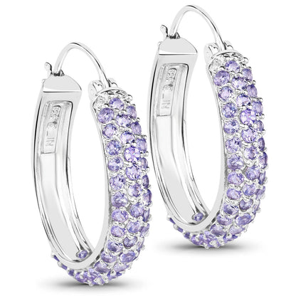 3.06 Carat Genuine Tanzanite .925 Sterling Silver Earrings 