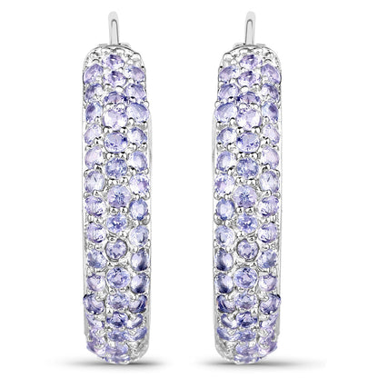 3.06 Carat Genuine Tanzanite .925 Sterling Silver Earrings 
