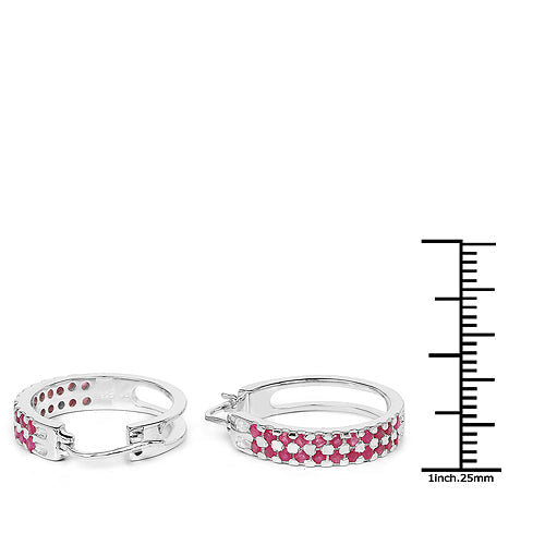 2.20 Carat Genuine Ruby .925 Sterling Silver Earrings  DestGlow