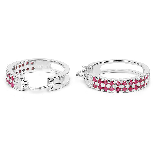 2.20 Carat Genuine Ruby .925 Sterling Silver Earrings  DestGlow