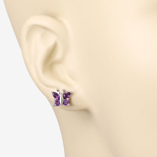 1.00 Carat Genuine Amethyst .925 Sterling Silver Earrings by Bids.com