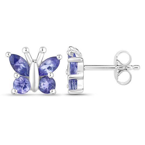0.96 Carat Genuine Tanzanite .925 Sterling Silver Earrings  DestGlow