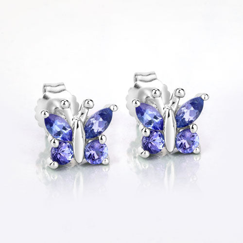 0.96 Carat Genuine Tanzanite .925 Sterling Silver Earrings  DestGlow